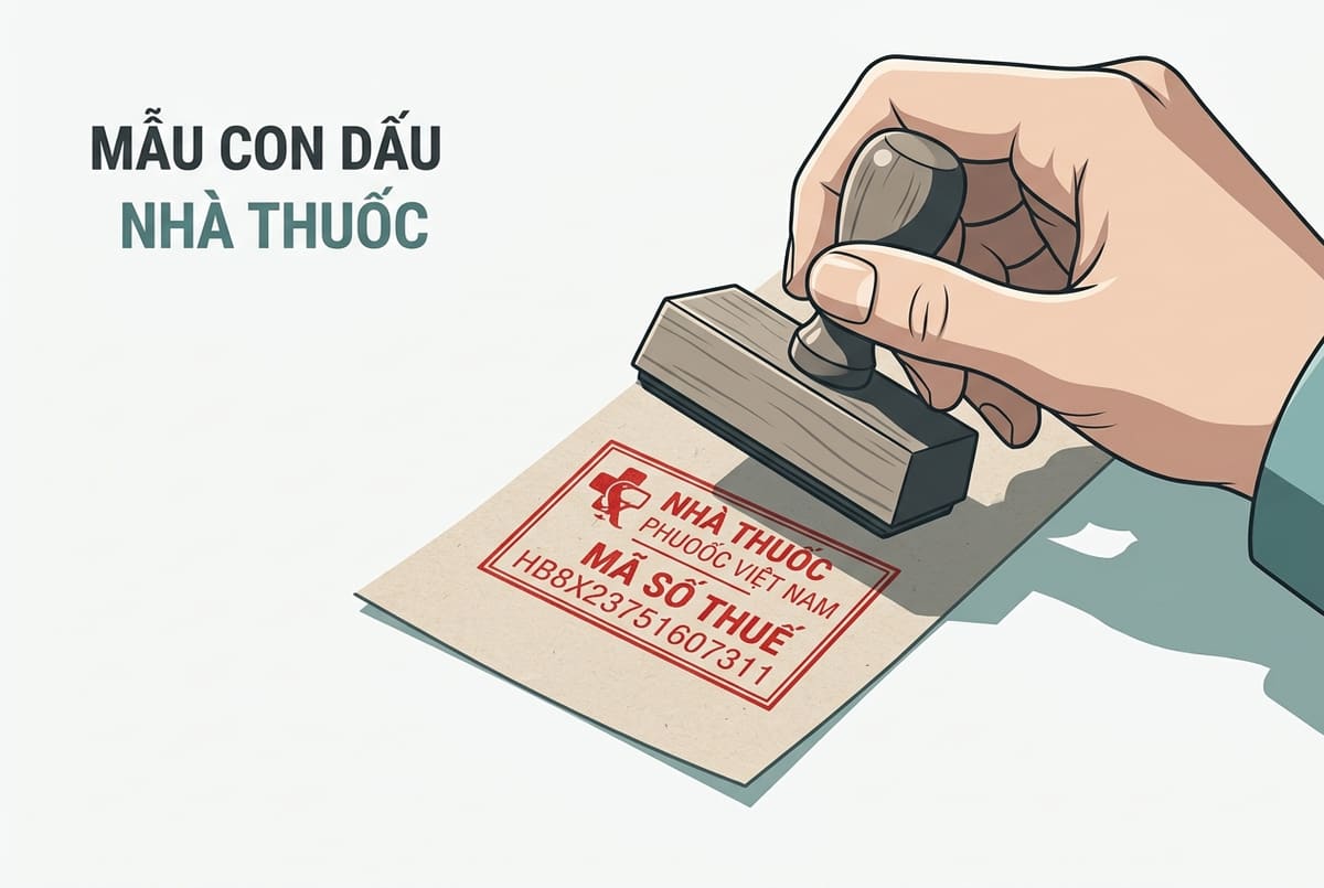 Minh họa mẫu dấu vuông cơ sở kèm mã số thuế