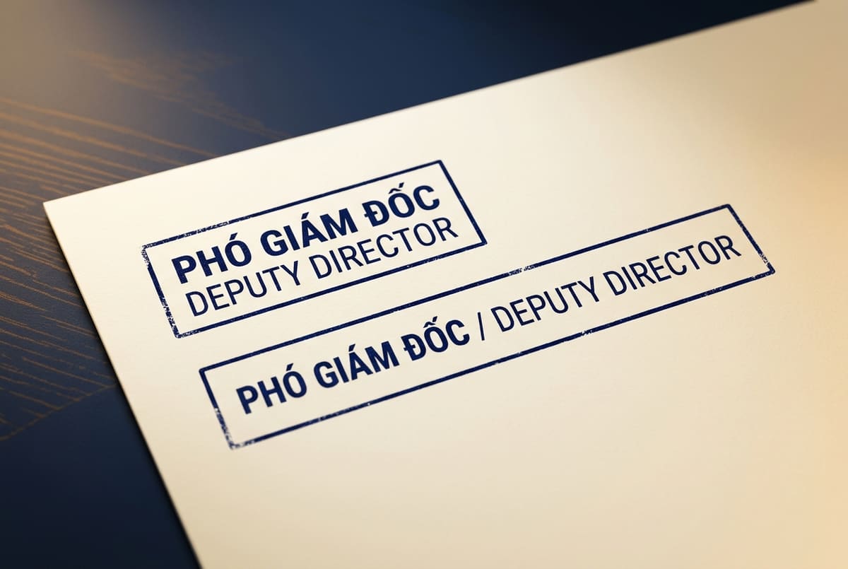 Minh họa bố cục dấu chức danh song ngữ Việt - Anh