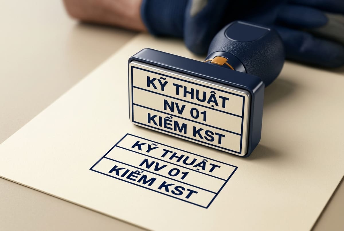 Minh họa bố cục dấu chức danh cho bộ phận kiểm định và kỹ thuật