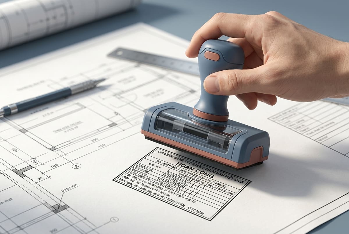 Minh họa dấu hoàn công liền mực