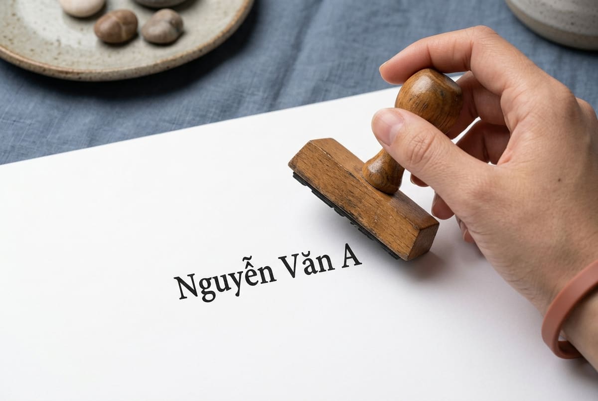 Minh họa mẫu con dấu tên một dòng