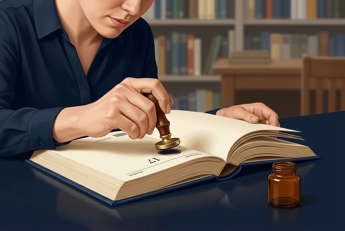 Minh họa quy ước vị trí đóng dấu trang 17 trong nghề thư viện