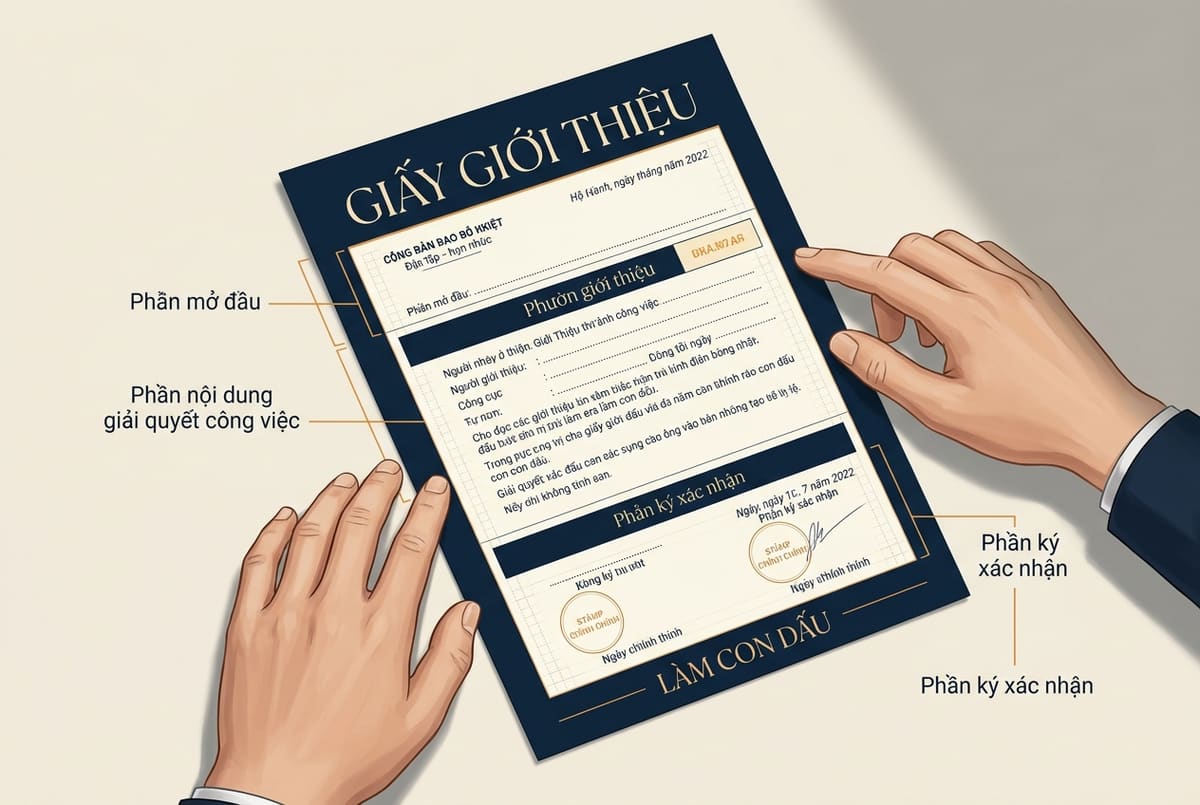 Minh họa minh họa bố cục mẫu giấy giới thiệu làm con dấu